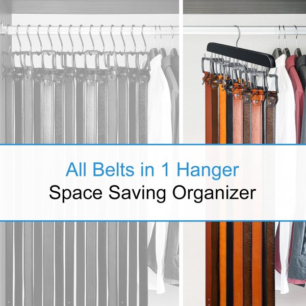 Resovo Belt Hanger Wood Closet Organizer for Belts Ties-6
