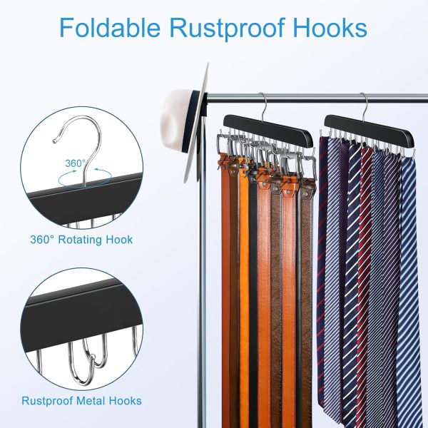Resovo Belt Hanger Wood Closet Organizer for Belts Ties-3