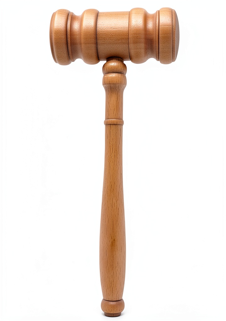 Angoily wooden judge gavel in use