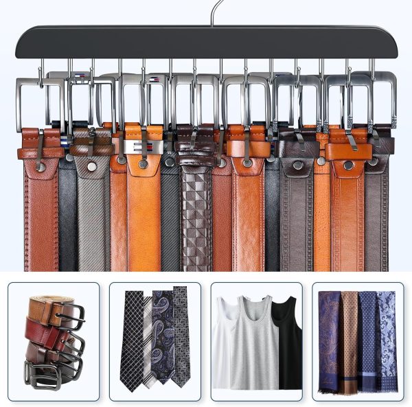 Resovo Belt Hanger Wood Closet Organizer for Belts Ties-1
