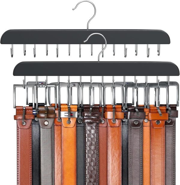 Resovo Belt Hanger Wood Closet Organizer for Belts Ties-0