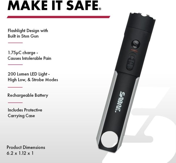 SABRE Stun Gun with LED Flashlight Personal Safety Device-1