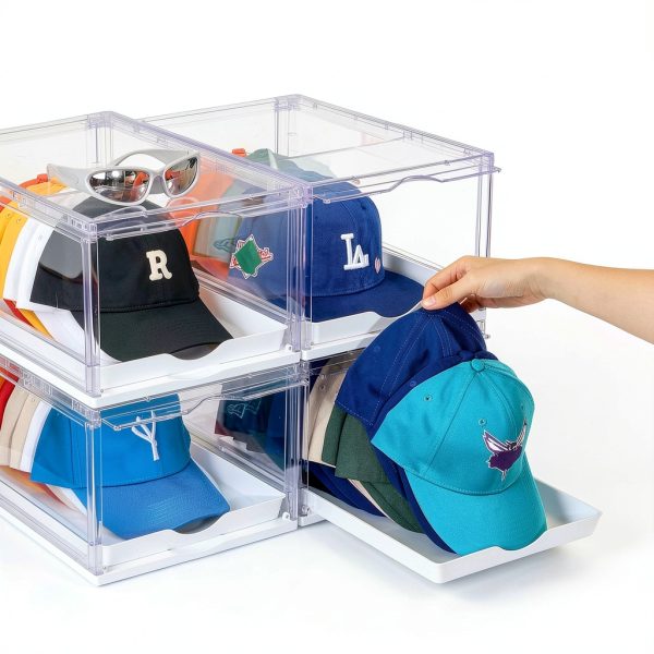 Vtopmart White Hat Storage Box Stackable Plastic Organizer-2