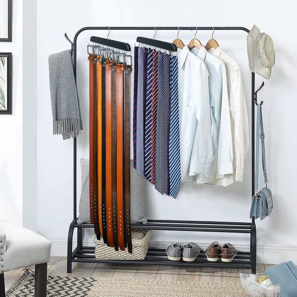 Resovo Belt Hanger Wood Closet Organizer for Belts Ties-5