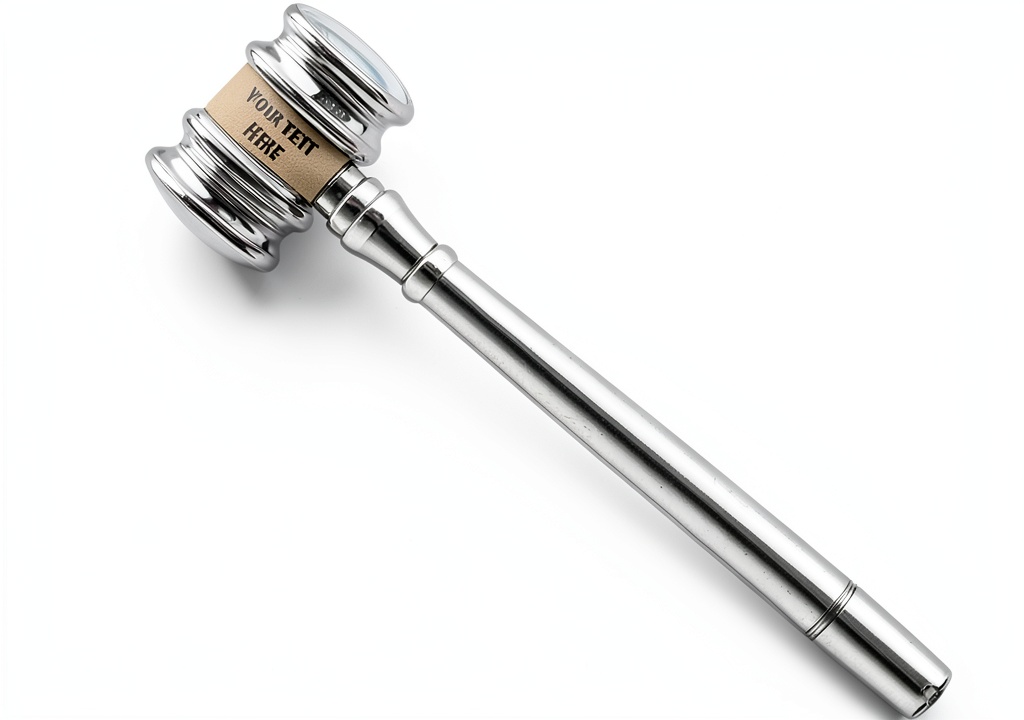 Crown Awards acrylic gavel trophy displayed on a podium