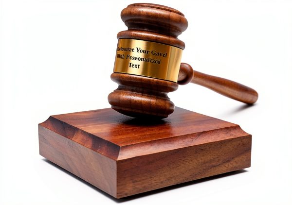 Gavels Fast Walnut Gavel with Square Sound Block 10.5in Custom Engrave-0