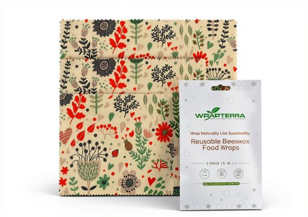 Beeswax Wraps for Food - Reusable & Moldable Bees Wax Covers for Bowls, Fruits, Cheese - Natural Food Storage Alternative to Aluminum Foil & Plastic Wrapping - Small, Medium, Large - 3-Pack-0